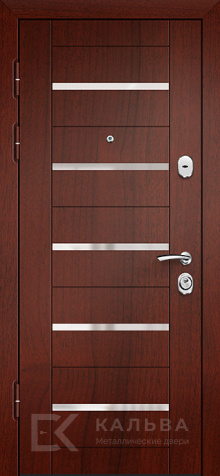 Фото №2 «Входная дверь графит порошковая снаружи МДФ махагон с вставками №13»