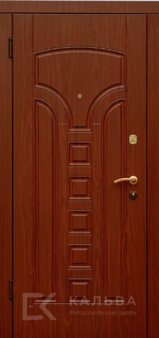 Фото №2 «Стальная дверь чёрная мраморная с панелью орех классика №42»