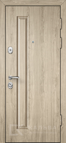 Фото «Стальная дверь белая геометрия с панелью дуб для квартиры №38»